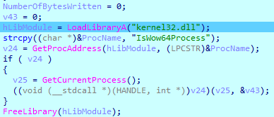 kernel32.dll 로드 후 IsWow64Process 주소 획득